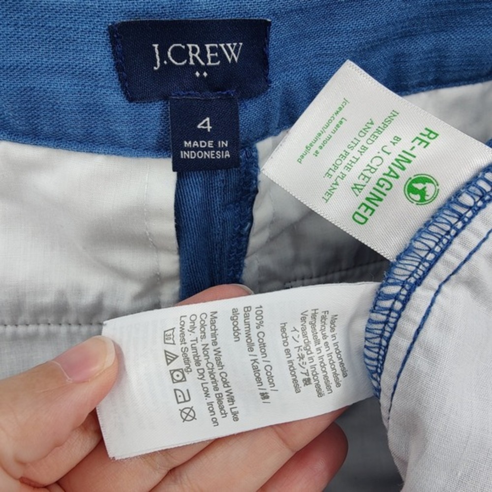 J.Crew Cotton Camp Pants Womens Coastal Slim Chino SZ 4 Blue Resort Travel Beach - Picture 6 of 16